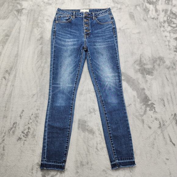 Harper Heritage Jeans Womens 27 Blue High Rise Skinny Exposed Button Fly Stretch - Picture 1 of 13